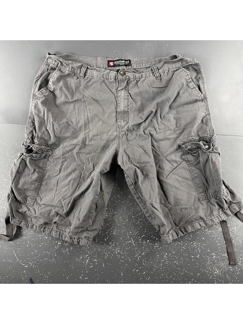Southpole Cargo Shorts Mens 44 Gray Charcoal Ripstop Canvas Parachute Baggy
